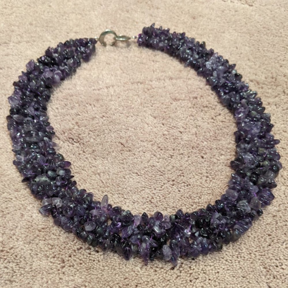 Purple Gemstone Statement Necklace - image 1